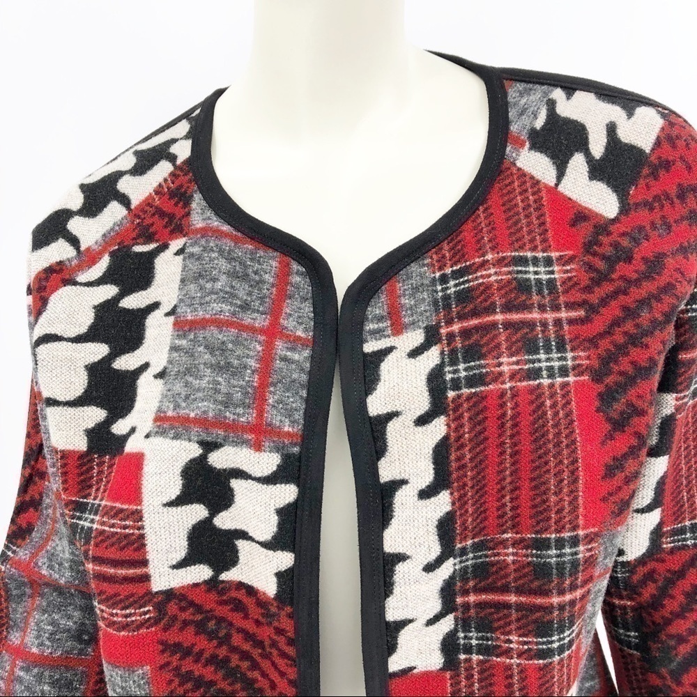Artistic Red And Black Patchwork Blazer - image 2